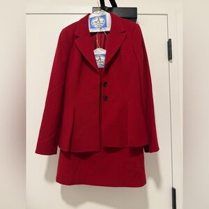Vintage Pink Tartan Red Skirt Suit Set
